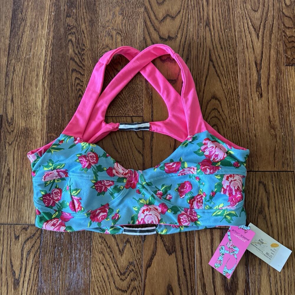 NEW Betsey Johnson x Capezio Rose Reversible Dance Bra Crop Top Bralette Large